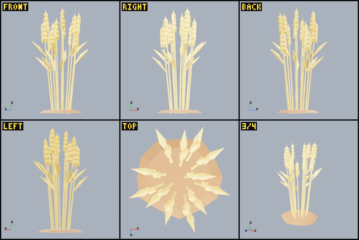 Six rendered review views of Wheat.