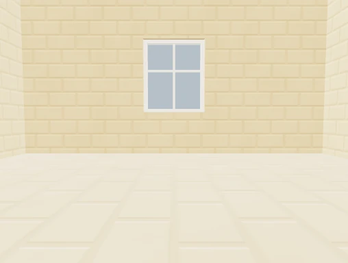 Farmhouse interior before the floor revision, with a masonry-looking floor.