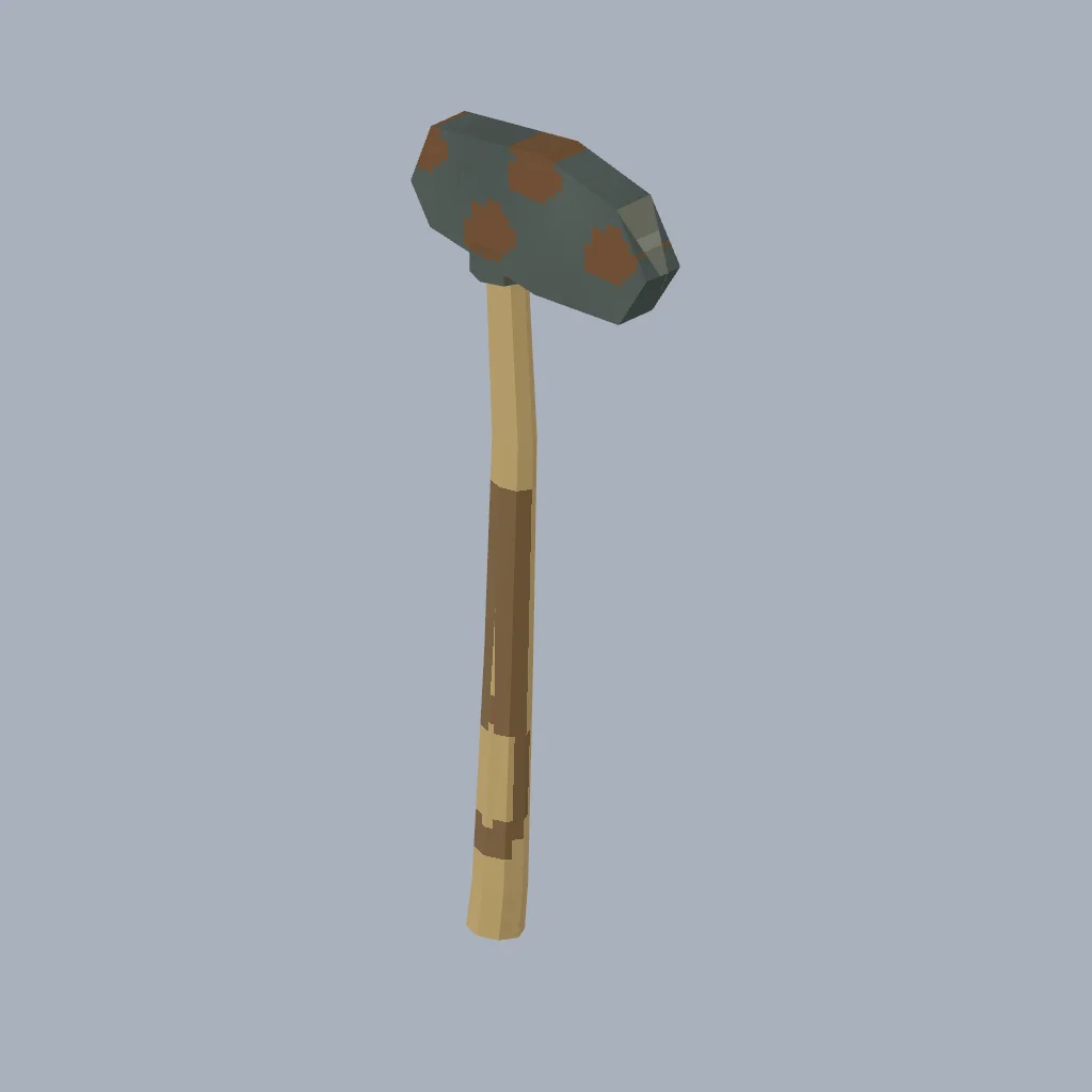 Original low-poly steel axe, wooden haft and authored grip attachments.