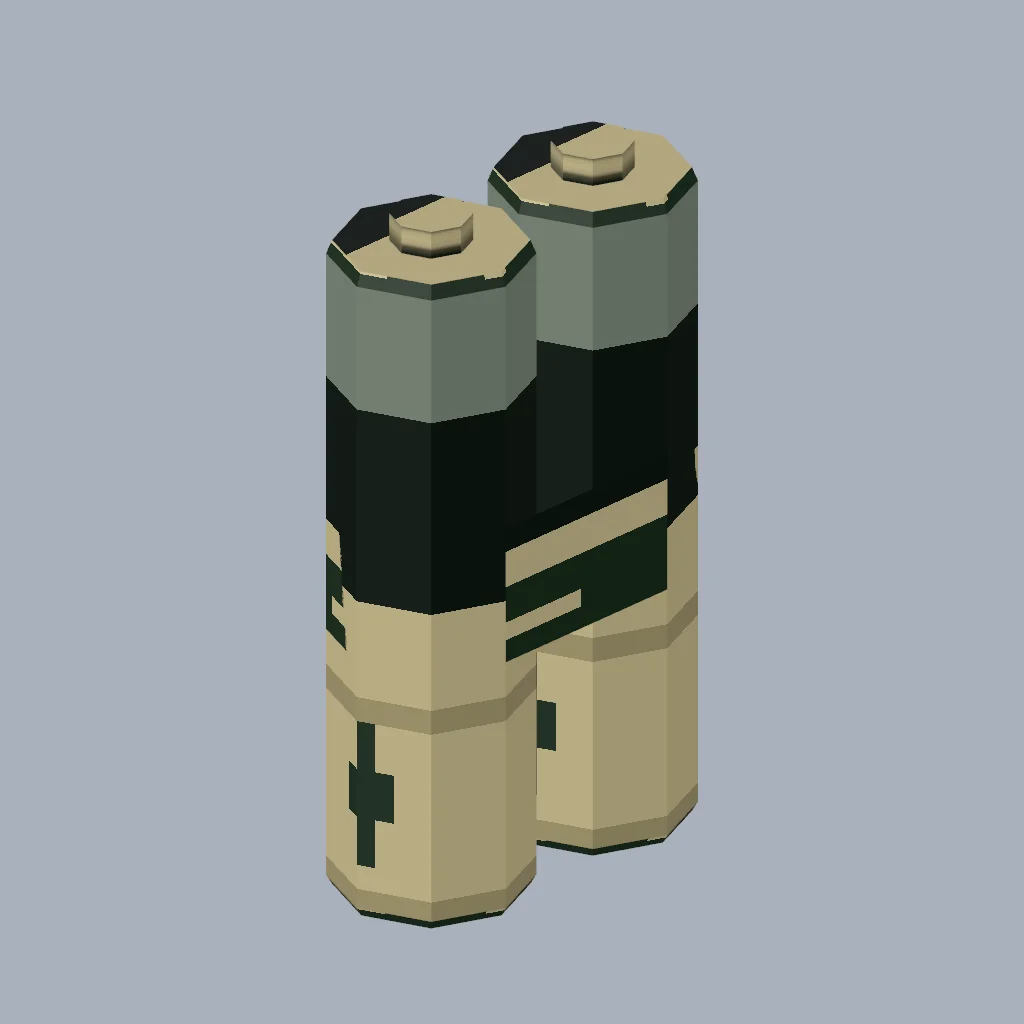 Original pair of AA cells with procedural pixel labels, raised positive caps and a paper band.