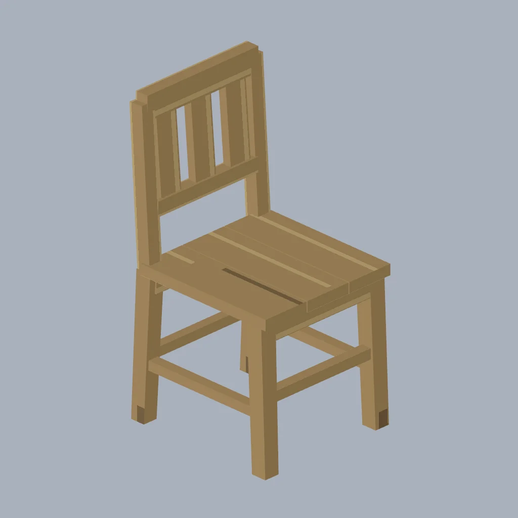 Original fitted PSX cabin furnishing with procedural pixel textures.