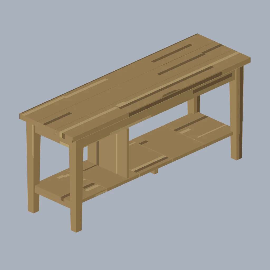 Original fitted PSX cabin furnishing with procedural pixel textures.