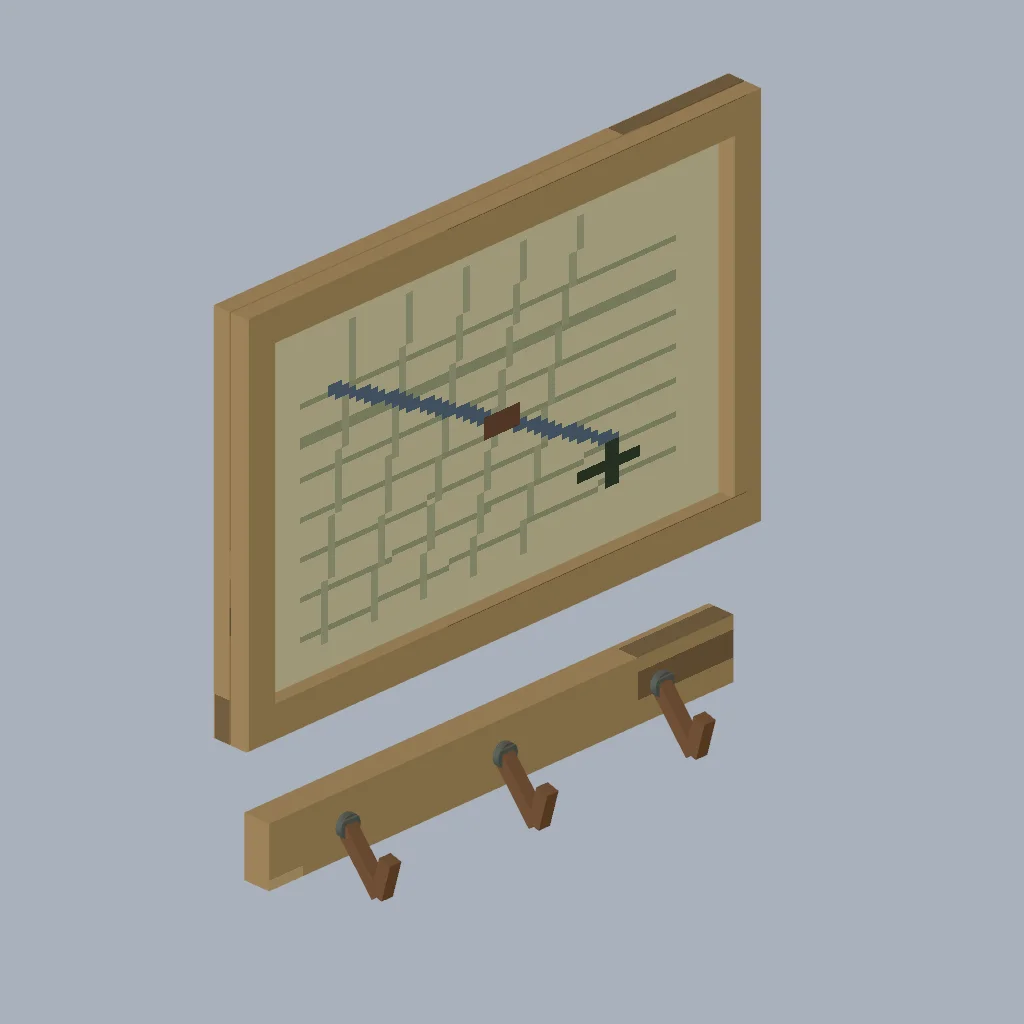 Original fitted PSX cabin furnishing with procedural pixel textures.