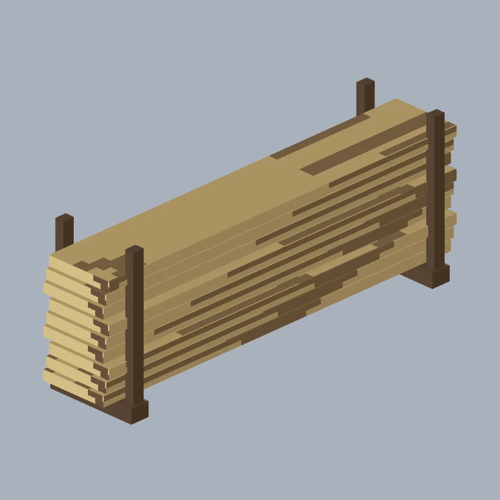 Original fitted PSX cabin furnishing with procedural pixel textures.