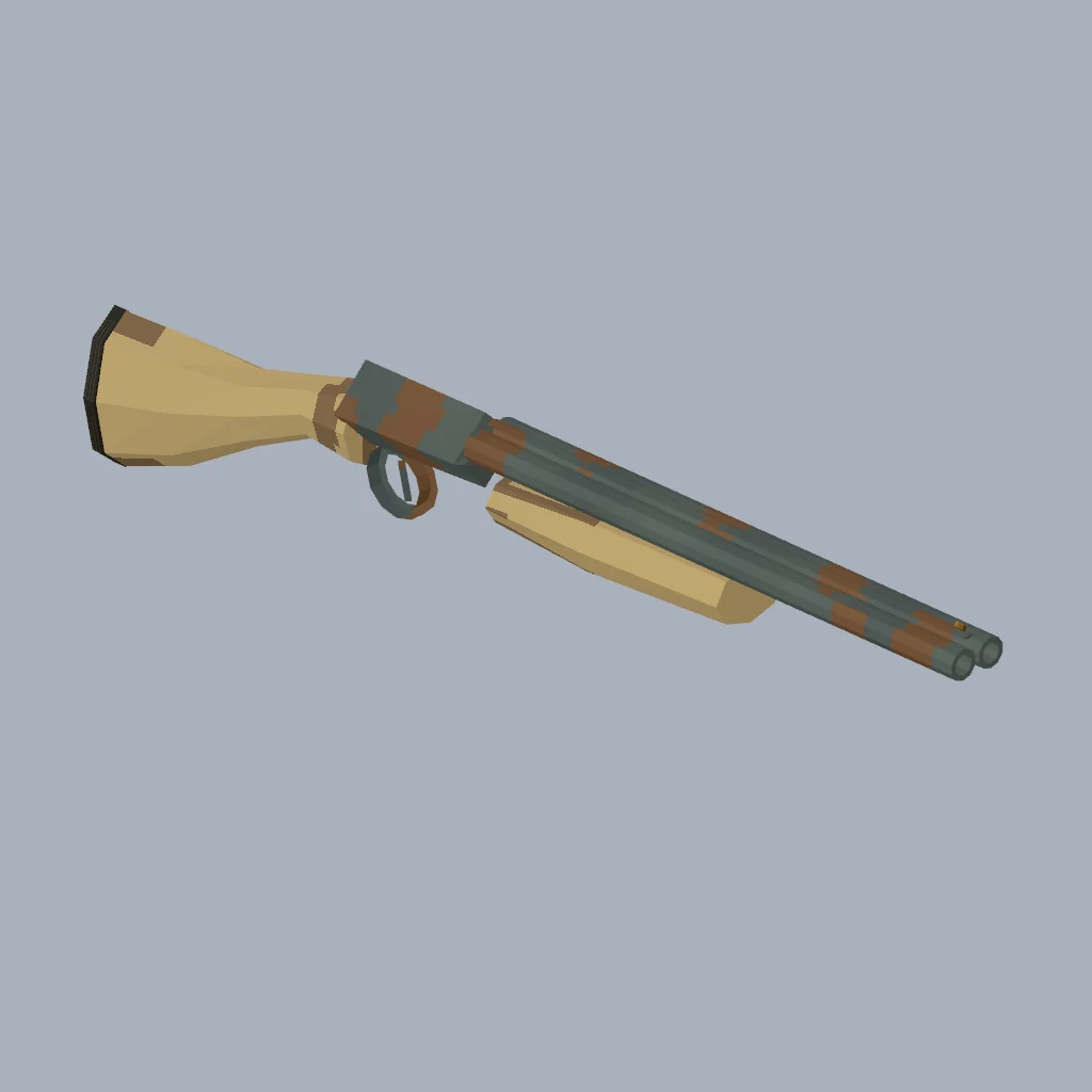 Original break-action shotgun with a connected receiver, paired shells and synchronized reload.