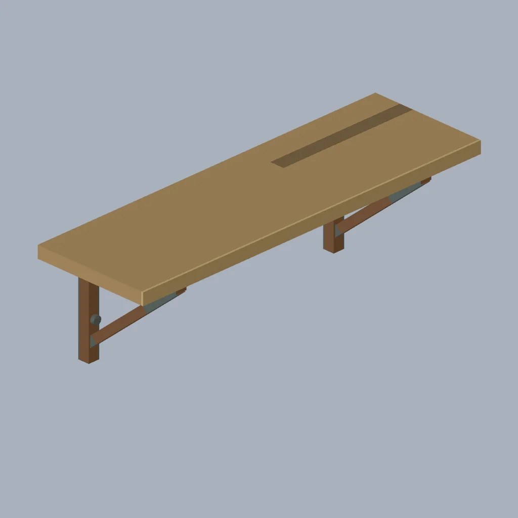 Original fitted PSX cabin furnishing with procedural pixel textures.