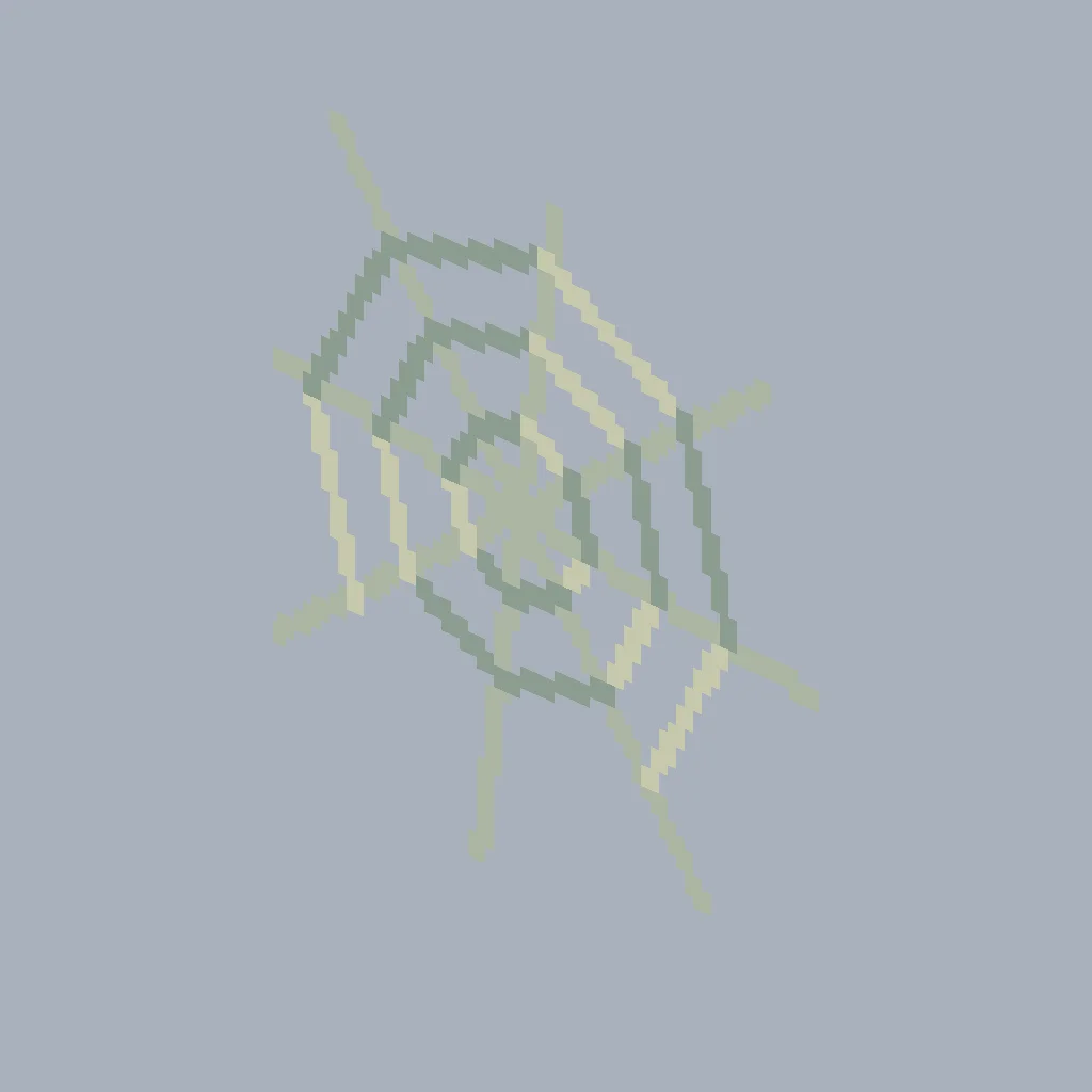 Separate two-sided alpha-cut web with readable strands and an original procedural cutout.