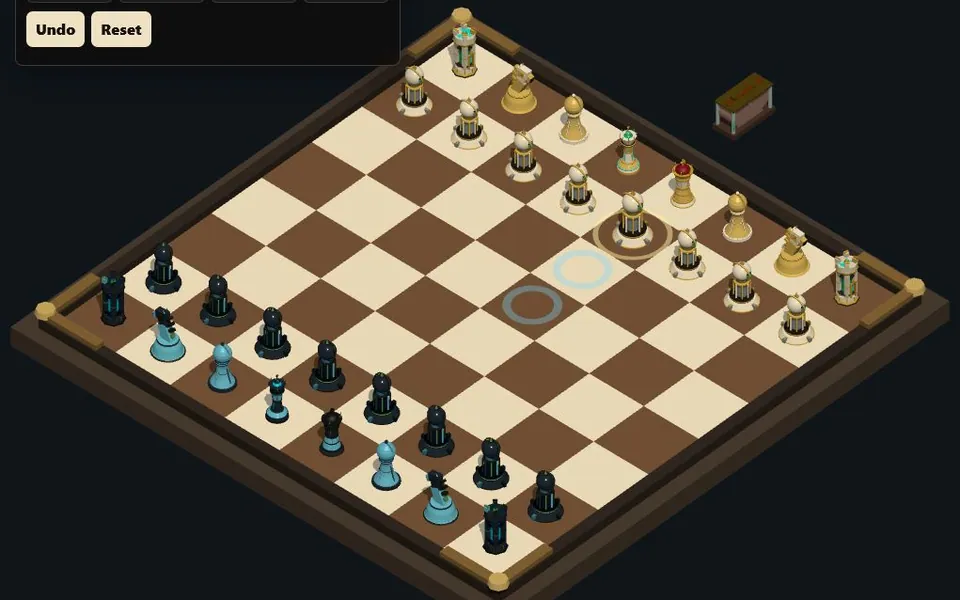 Kiln Chess Board gameplay with distinct generated chess pieces on a board