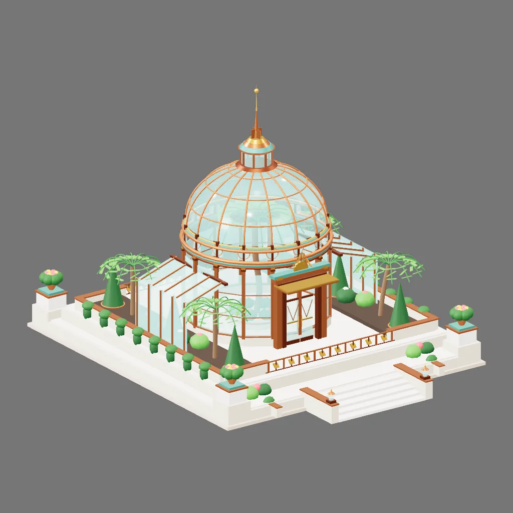Historical gallery render of Art Deco conservatory; see the poster provenance below.