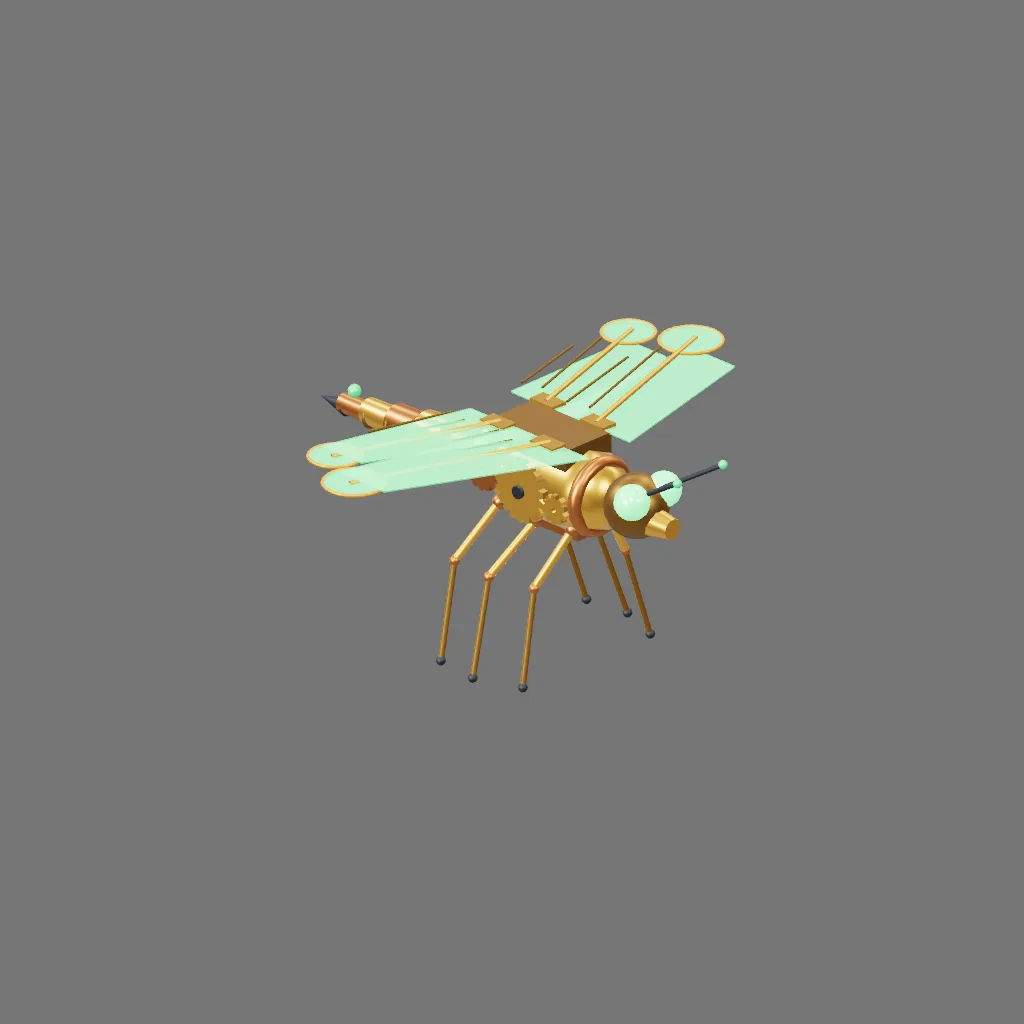 Historical gallery render of Clockwork dragonfly; see the poster provenance below.