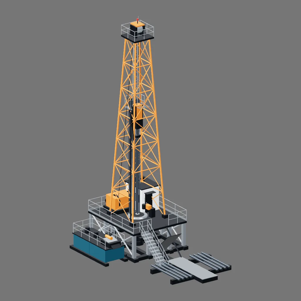 Historical gallery render of Drilling rig; see the poster provenance below.