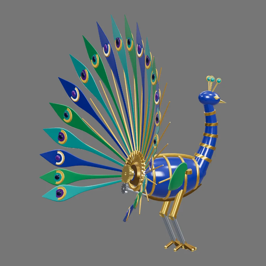 Historical gallery render of Mechanical peacock; see the poster provenance below.