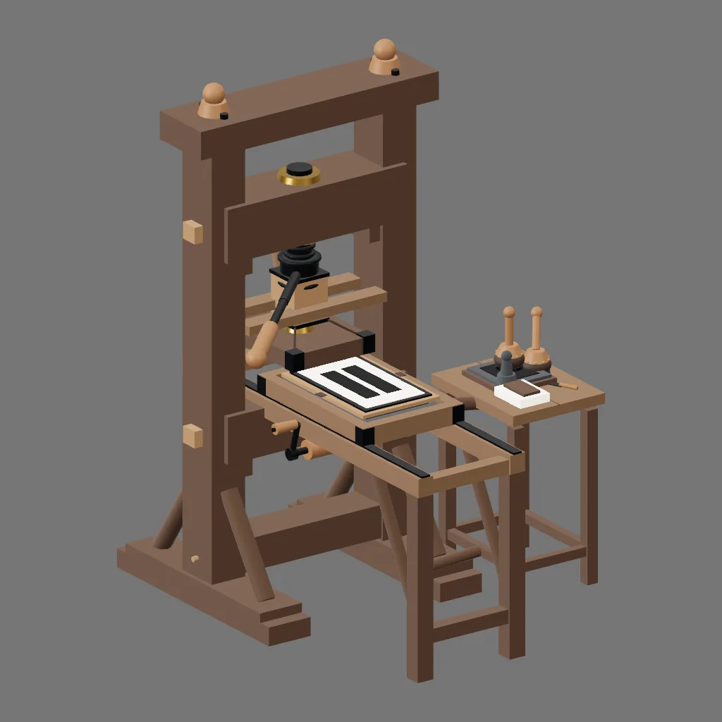 Historical gallery render of Printing press; see the poster provenance below.